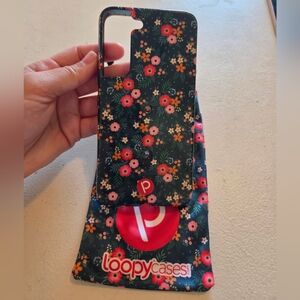 Loopy Case Floral Phone Case - Green with Pink & Orange Flowers